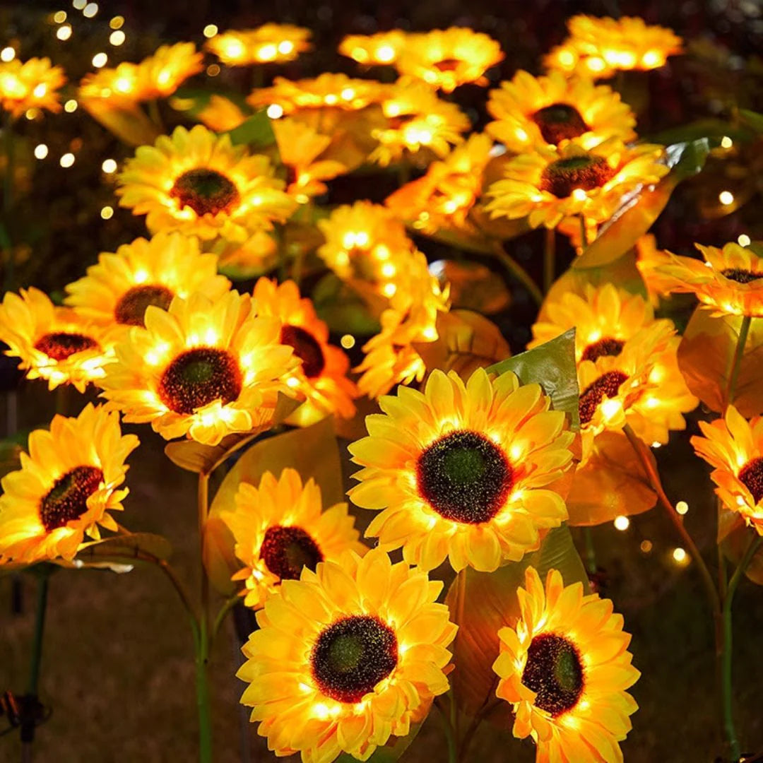 🌻Set de 6 Girasoles LED Solares – Iluminación de Jardín con Panel Solar✨