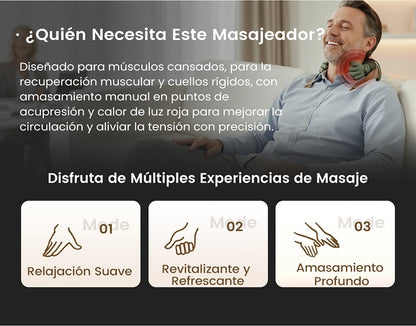 Masajeador de Amasamiento Cervical con Calor y 3 Velocidades – Diseñado para aliviar nudos, rigidez y sobrecarga del estrés diario