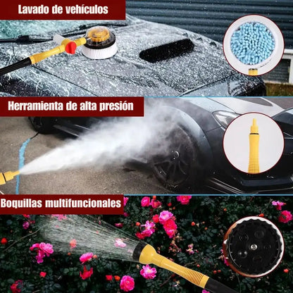 Cepillo Giratorio 360° con Dispensador de Shampoo para Lavado de Autos