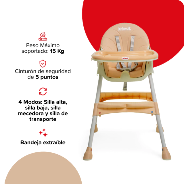 Silla de Comer 4 en 1 Mecedora para Niños