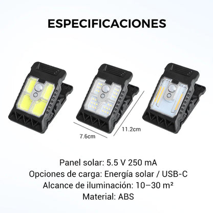 Luz solar con clip para exteriores y sensor de movimiento OFERTA EXCLUSIVA