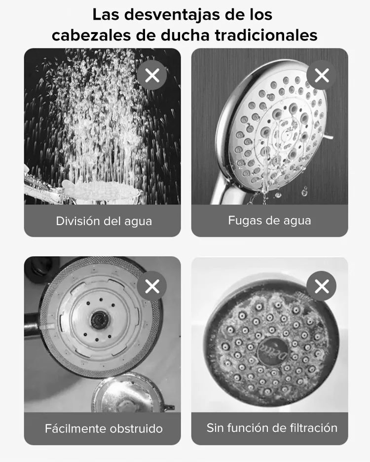 Cabezal de ducha multifuncional de ajuste con un botón y masaje alemán