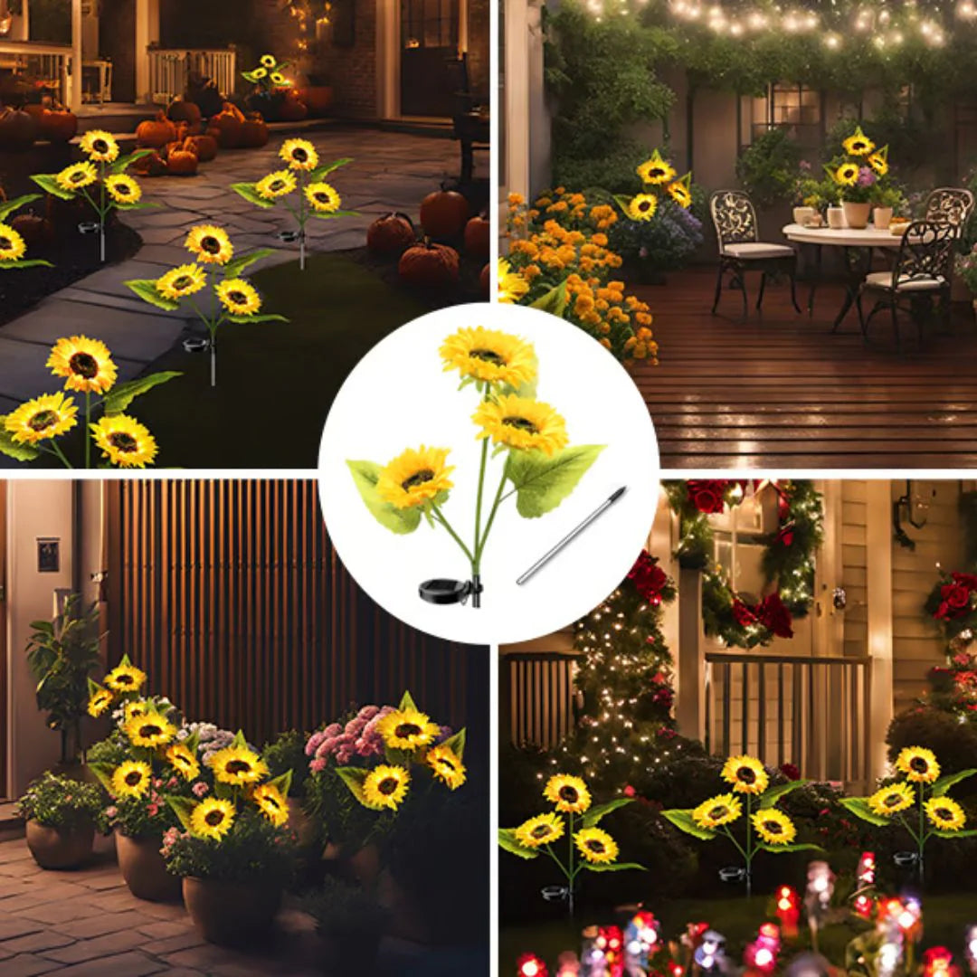 🌻Set de 6 Girasoles LED Solares – Iluminación de Jardín con Panel Solar✨