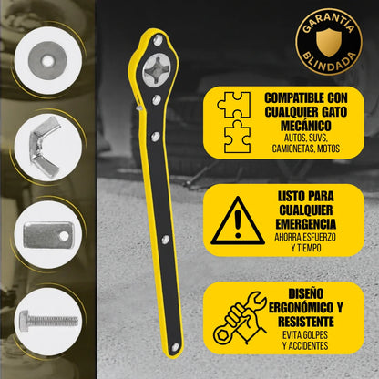 Llave Multifuncional para Gato de Carro – Herramienta de Emergencia Rápida y Segura