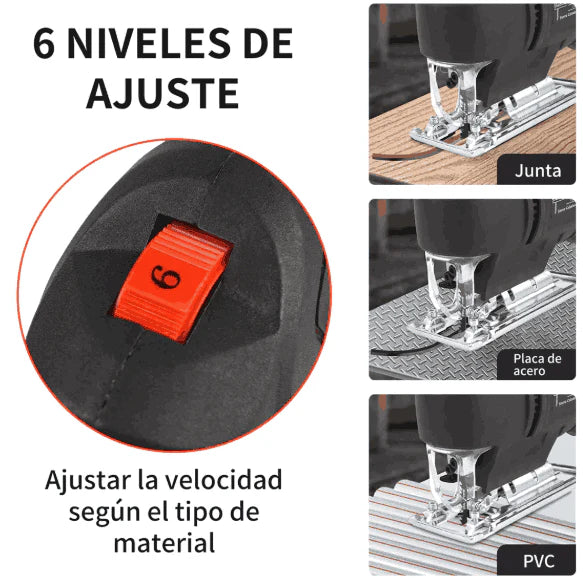 Sierra Caladora Eléctrica Profesional de 6 Velocidades