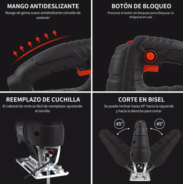 Sierra Caladora Eléctrica Profesional de 6 Velocidades