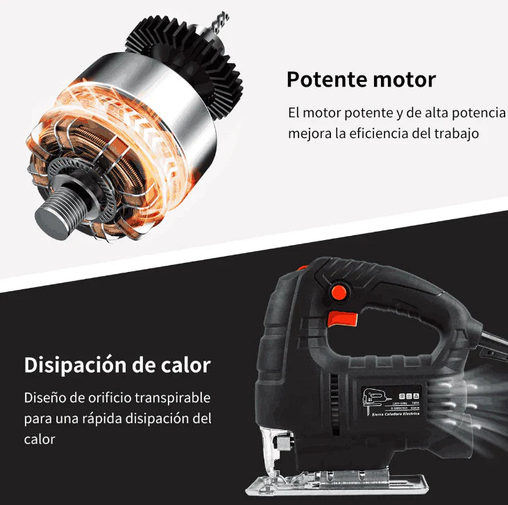 Sierra Caladora Eléctrica Profesional de 6 Velocidades
