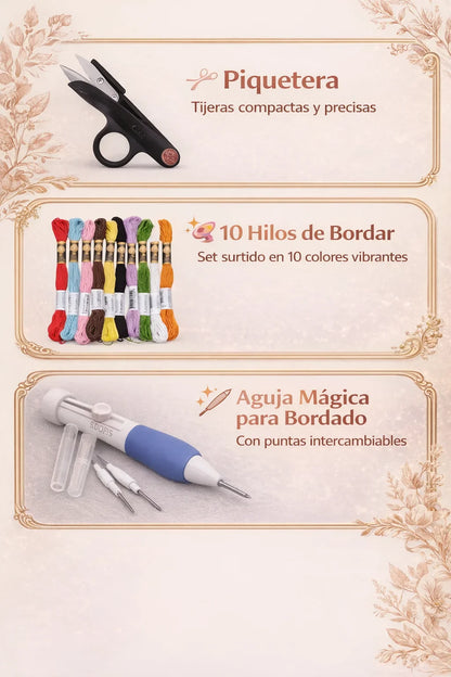 Kit de Bordado con Aguja Mágica + E-Book Digital