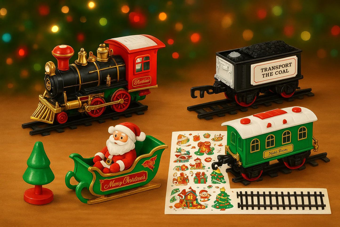 Tren Navideño y Trineo de Santa