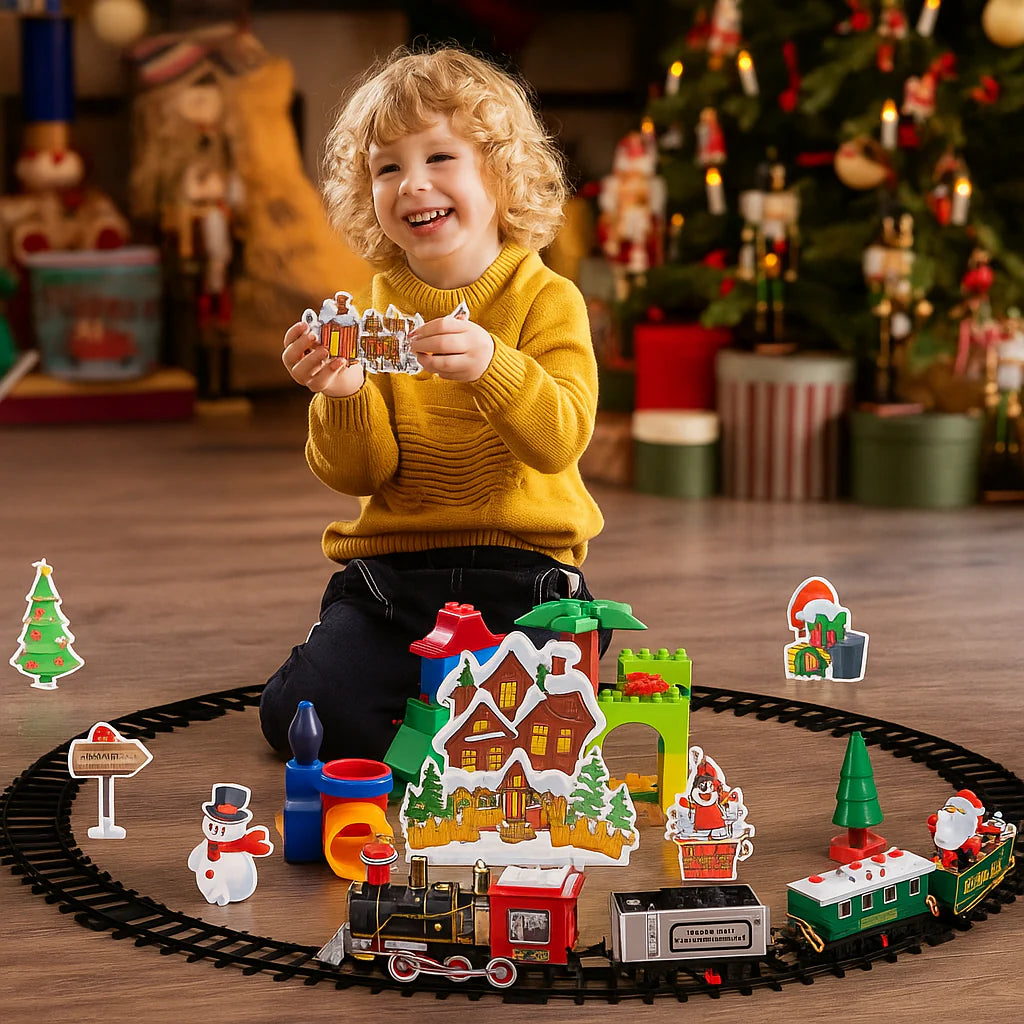Tren Navideño y Trineo de Santa