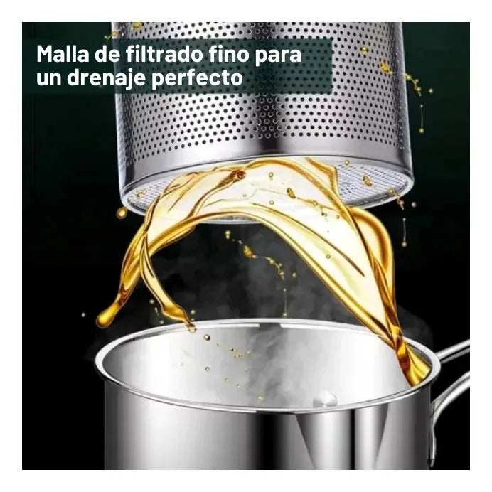Olla Freidora De Acero Inoxidable + Cesta Coladora
