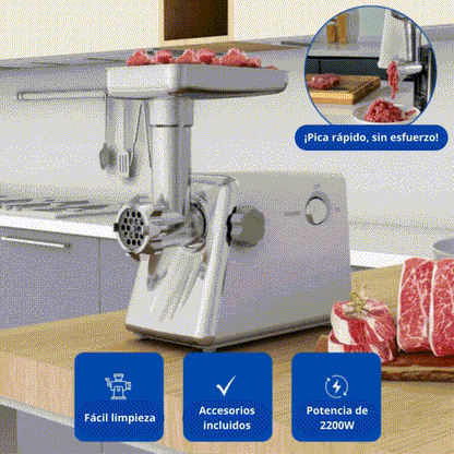 Molino de Carne Eléctrico con Chullilas de Acero Inoxidable