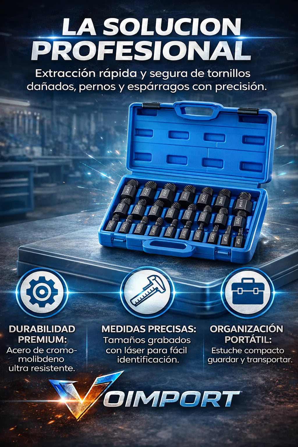Kit Extractor de Tornillos x25 Piezas – Solución rápida y segura