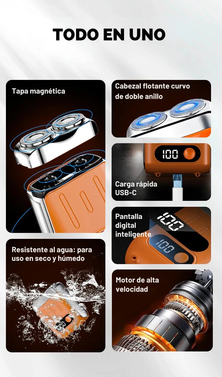 Mini afeitadora de doble cabezal – Afeitadora Ultraportátil