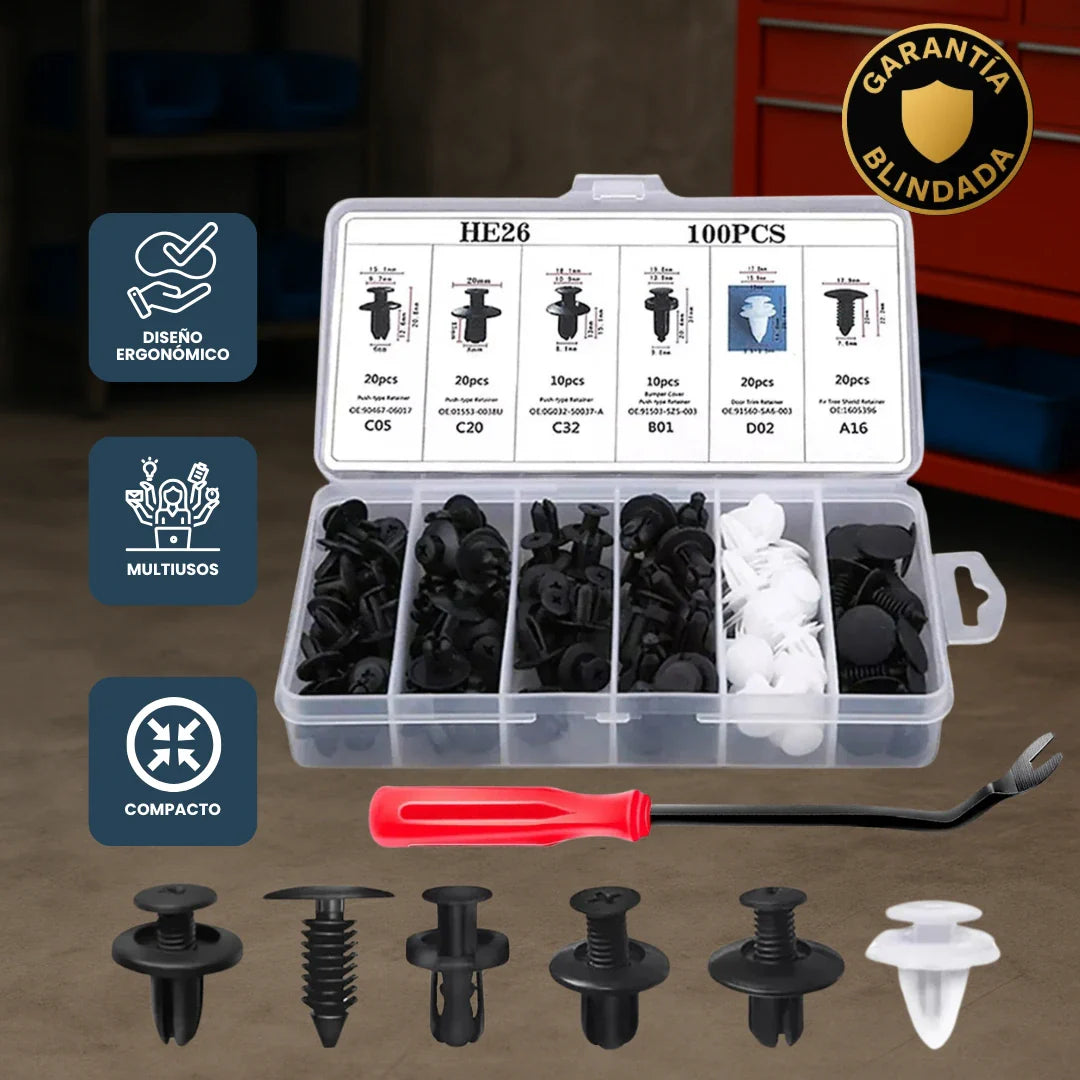 Kit Universal de Clips y Pernos para Carros 100 y 680 Piezas Más Herramientas de Obsequio