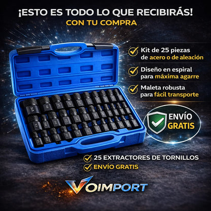 Kit Extractor de Tornillos x25 Piezas – Solución rápida y segura