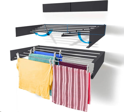 Tendedero Retráctil Extensible – ¡Ahorra espacio y seca tu ropa fácilmente!
