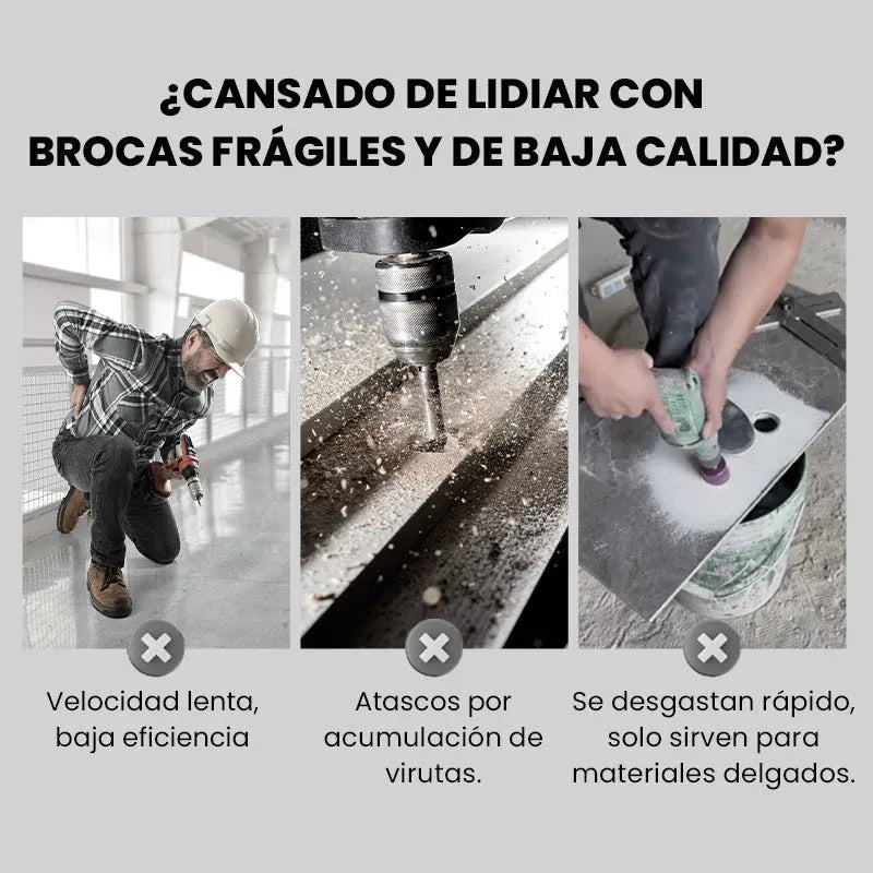Juego de 4 Brocas Excéntricas Serradas de Alta Resistencia (4 Flautas por Broca)
