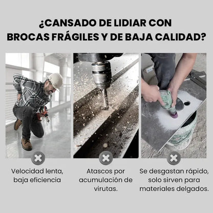 Juego de 4 Brocas Excéntricas Serradas de Alta Resistencia (4 Flautas por Broca)
