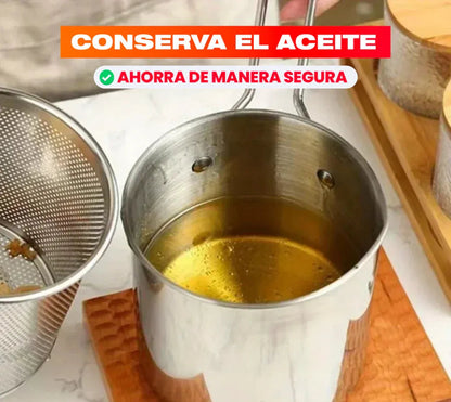 Olla Freidora De Acero Inoxidable + Cesta Coladora