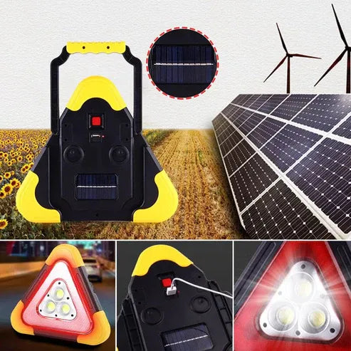 Luz de advertencia triangular de emergencia solar 3 en 1 en la carretera